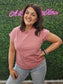DARK RED ROUND NECK FOLDED SHORT SLEEVE
