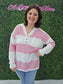Lilly Breezy Button Up Stripes Blouse: Pink