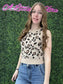 Sleeveless Round Neck Leopard Sweater