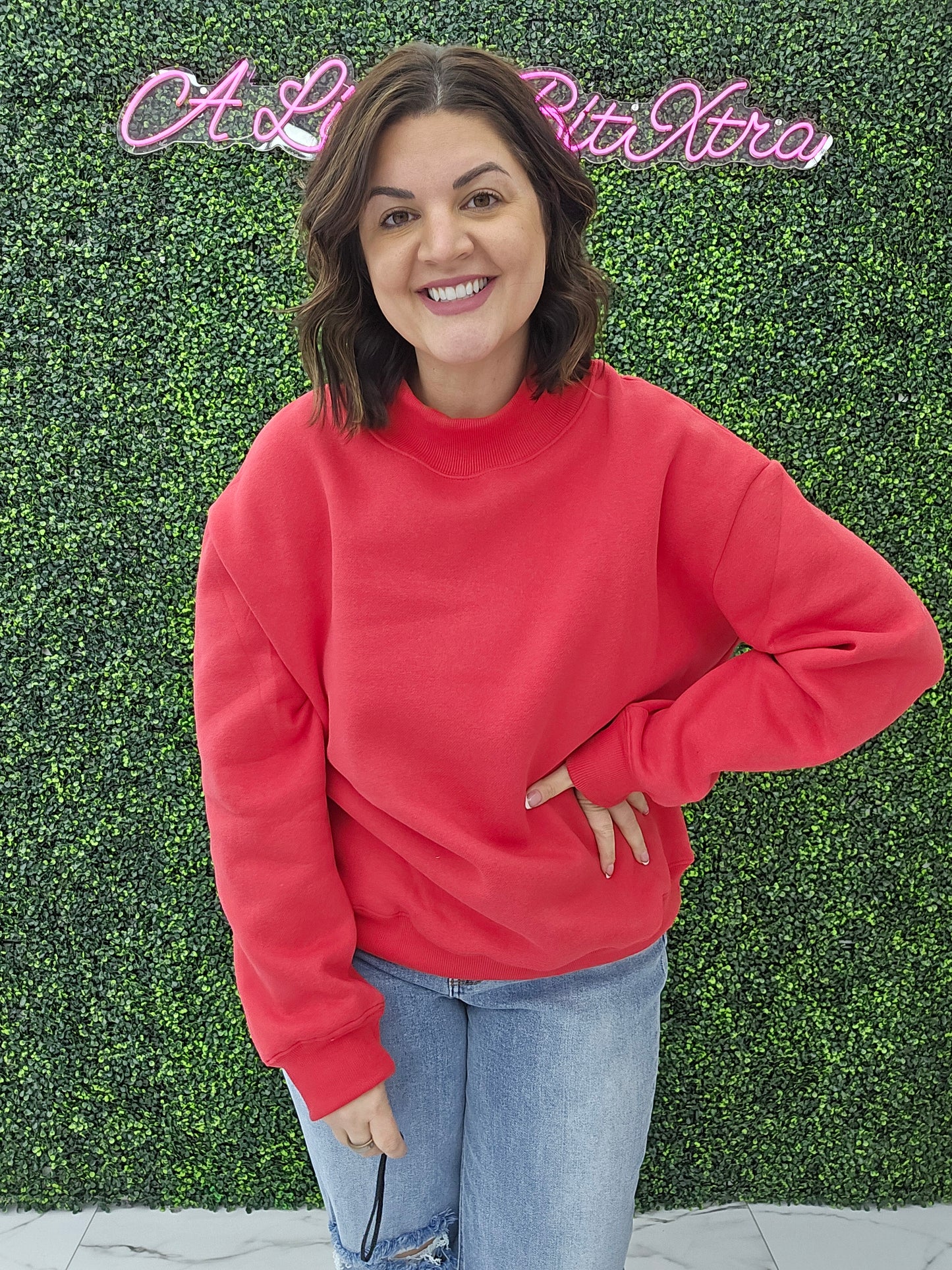 Mock Neck Sweatshirt (red)
