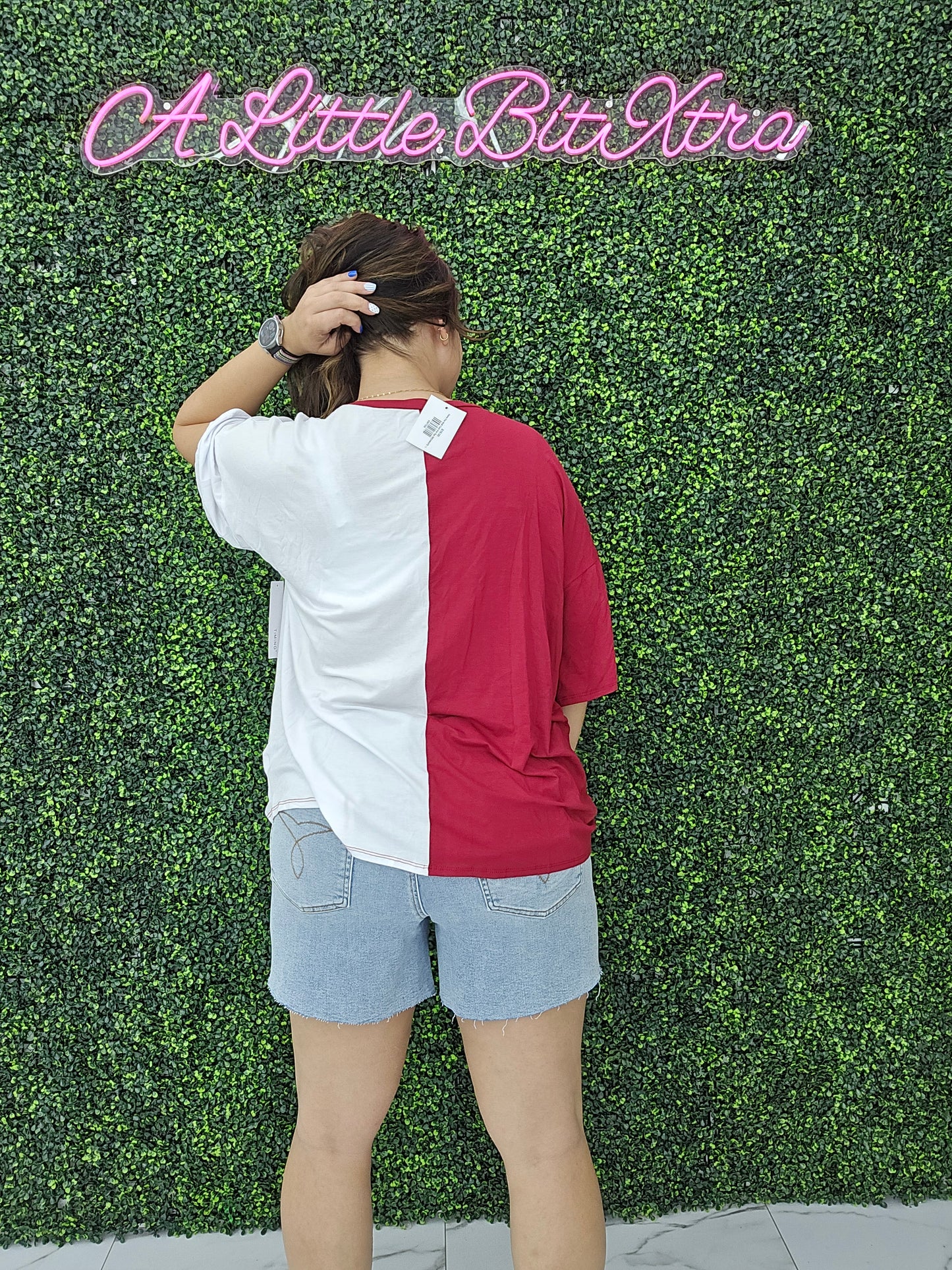 Game Day Multi Color Knit Top: RED/WHITE