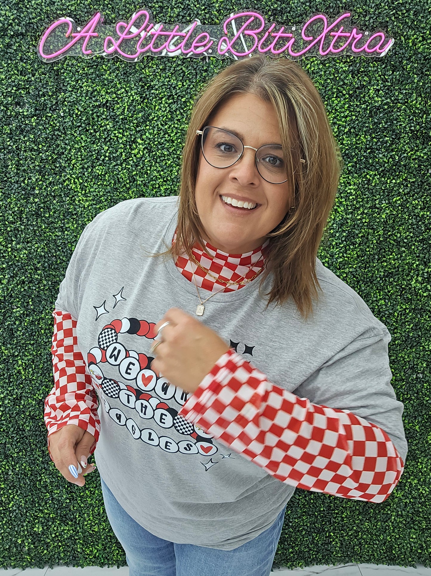 Red Checkered Mesh Top
