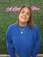 CLASSIC BLUE HIGH NECK DROP SHOULDER SWEATER