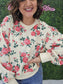 Rose Terry Balloon Sleeve Pull Over Top