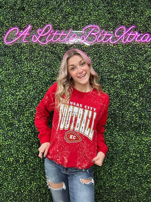 KC Football Bleached Red Sweatshirt