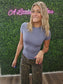 Blue Round Neck Short Sleeve Top
