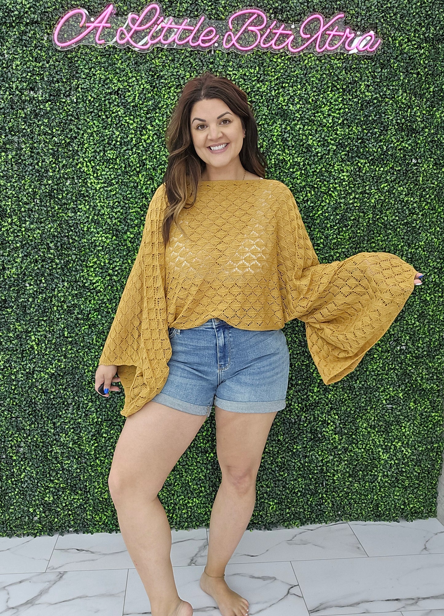 Mustard Bell Sleeve top