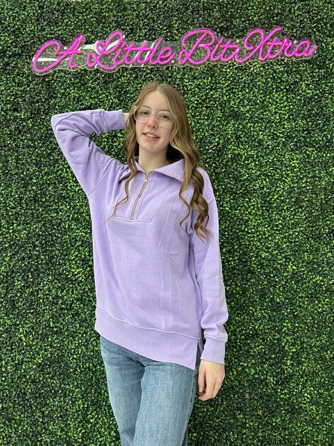 Isabella Half Zip Pullover Spring: Lilac