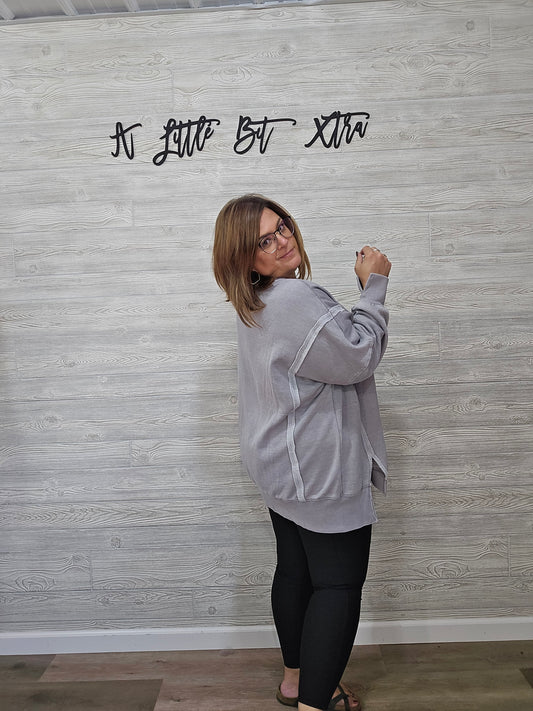 EXPOSED SEAM GREY SWEATSHIRT