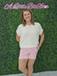 BOXY CHUNKY KNIT SHORT SLEEVE SWEATER CREAM