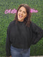 BLACK HIGH NECK DROP SHOULDER SWEATER