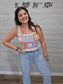 Summer Floral Mosaic Embroidered Crochet Top: Pink Combo
