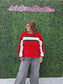 SPORTY COLORBLOCK PULLOVER SWEATSHIRT: RED/BLACK
