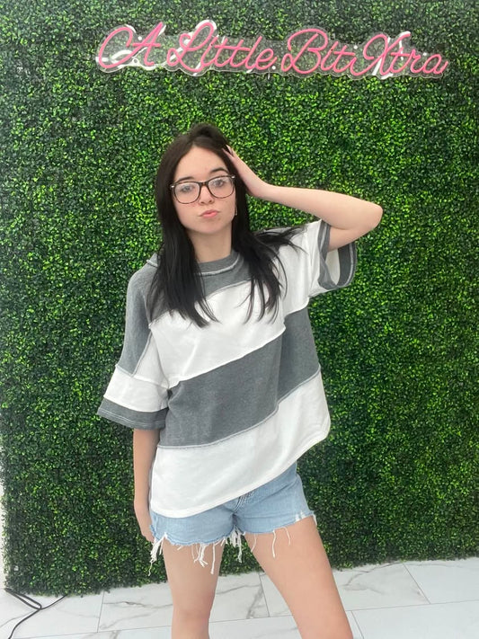Charcoal Exposed Seam Top