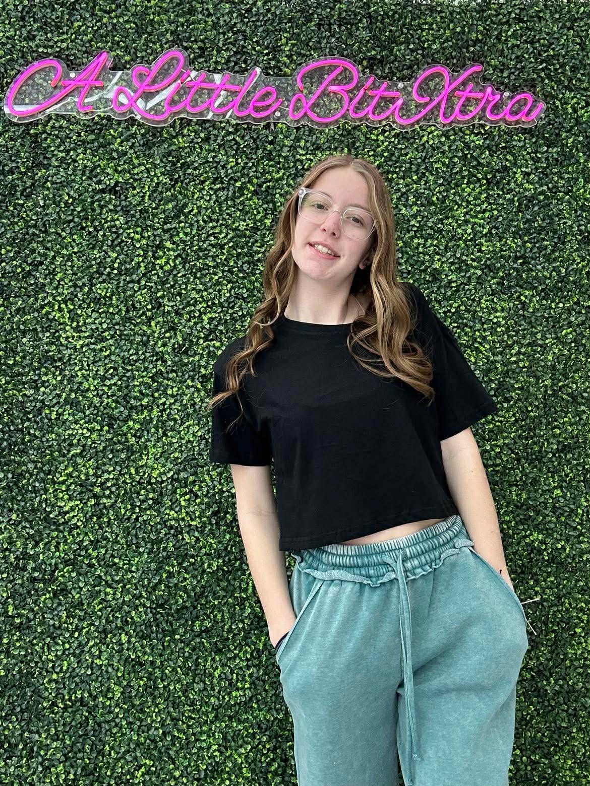Crew Neck Oversized Crop Tee Black