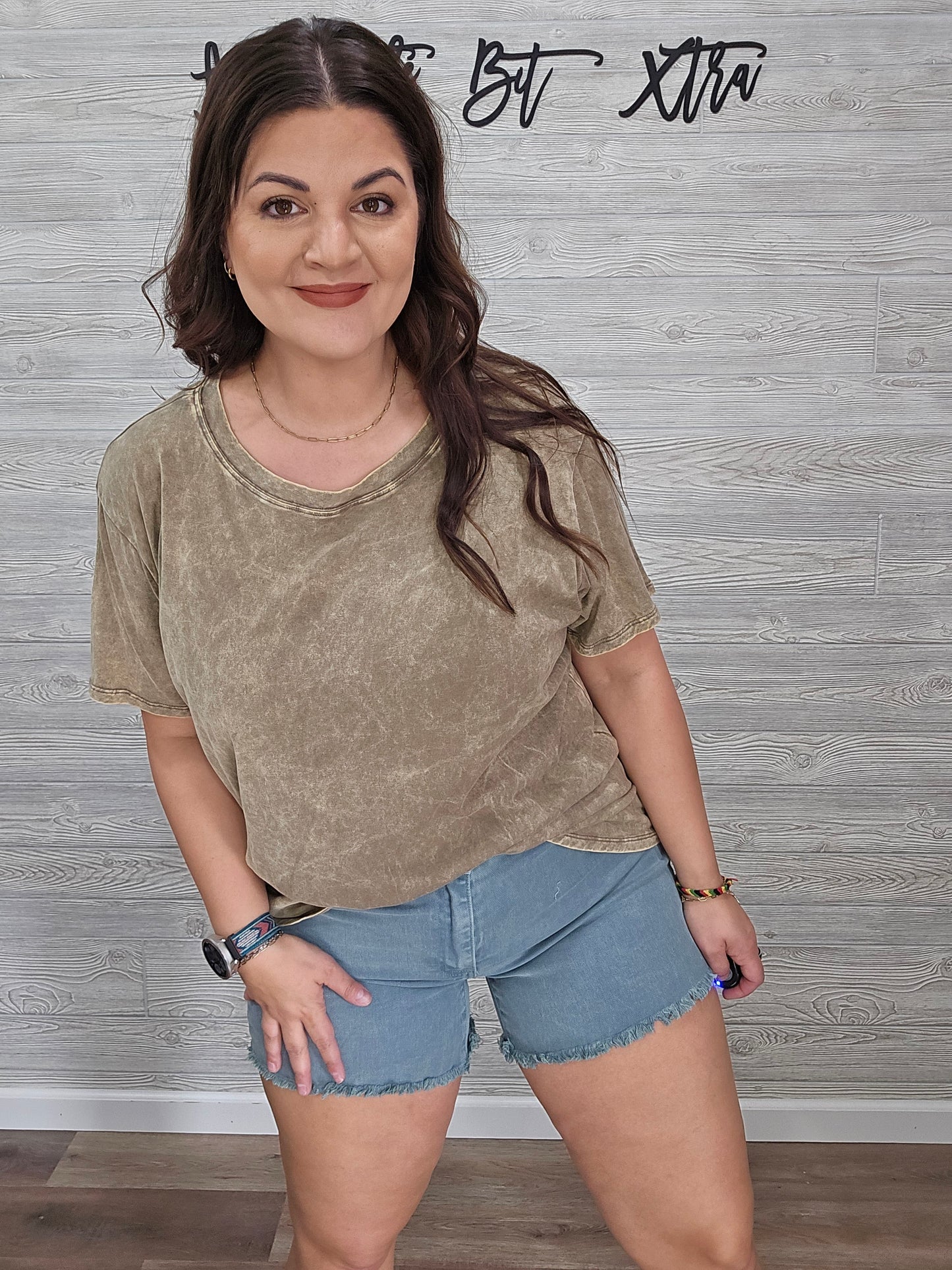 Z Teal Acid Wash Frayed Cutoff Hem Shorts