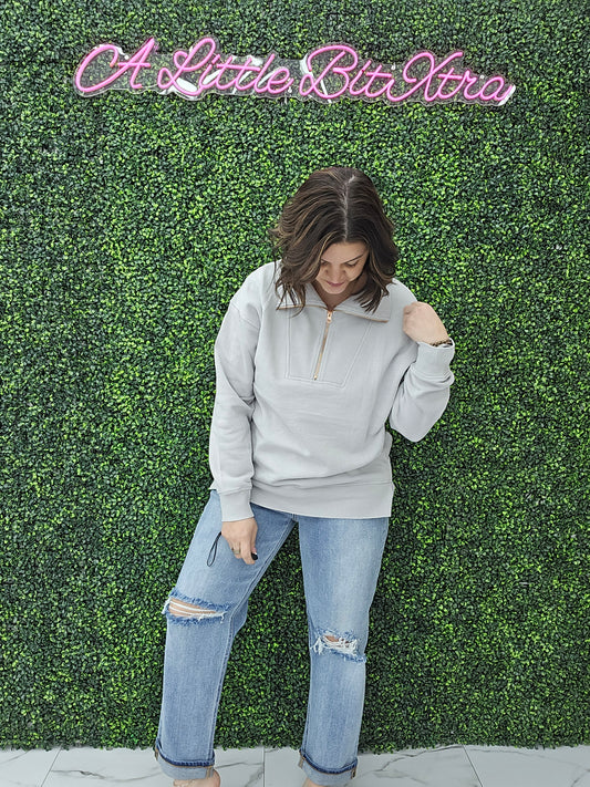 Isabella Half Zip Pullover Spring: Gray