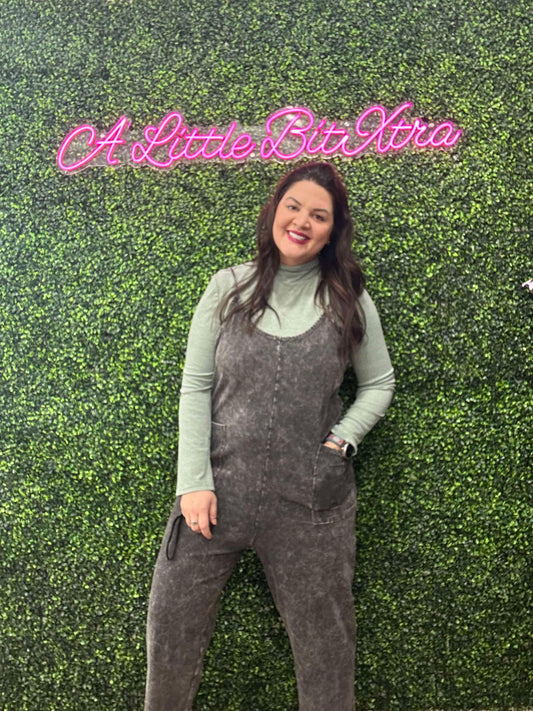 ASH BLACK WASHED SPAGHETTI STRAP OVERALLS