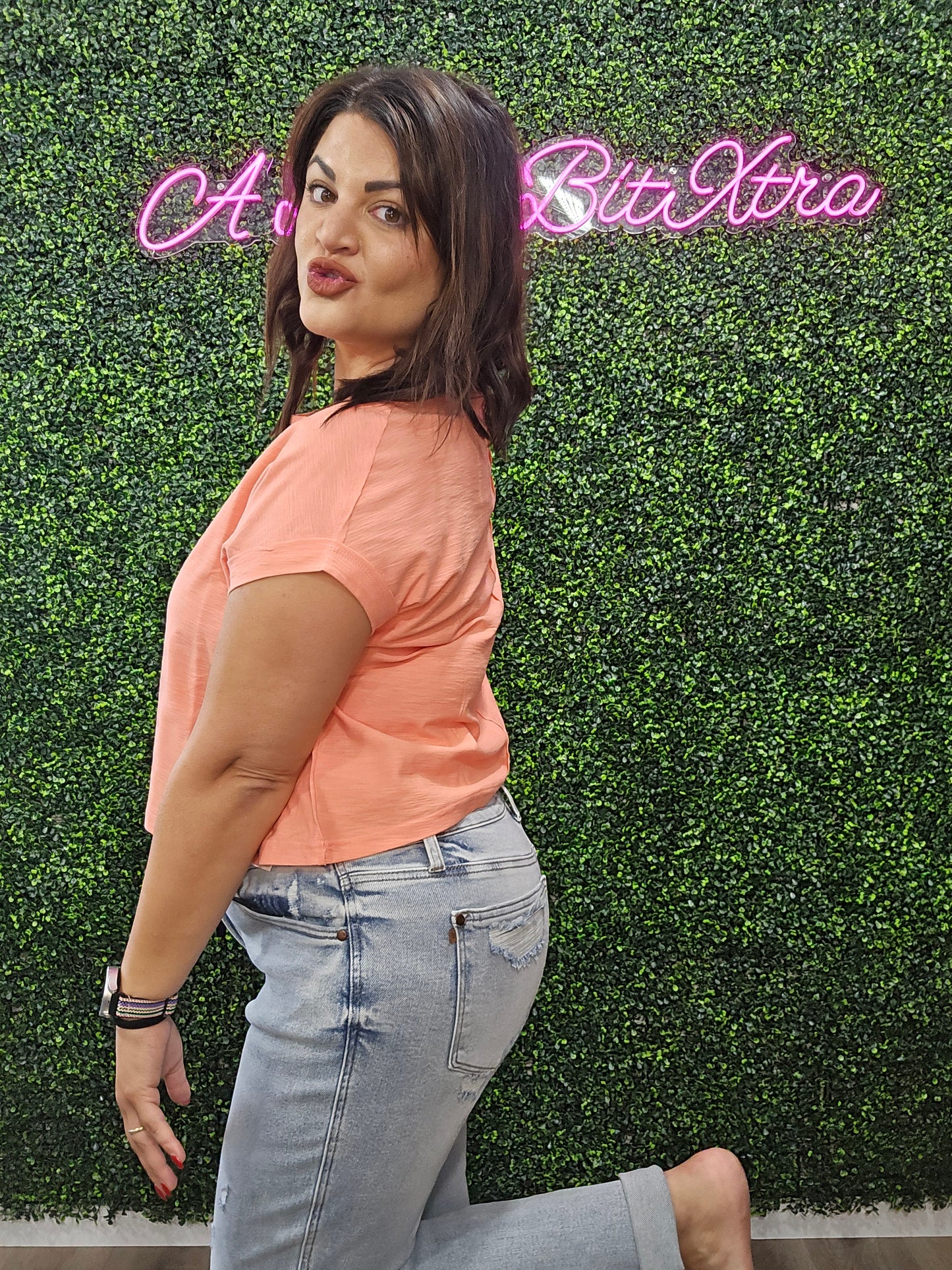 CORAL BOXY COTTON TEE