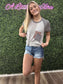 HEATHER GREY PINSTRIPE RAGLAN TEE