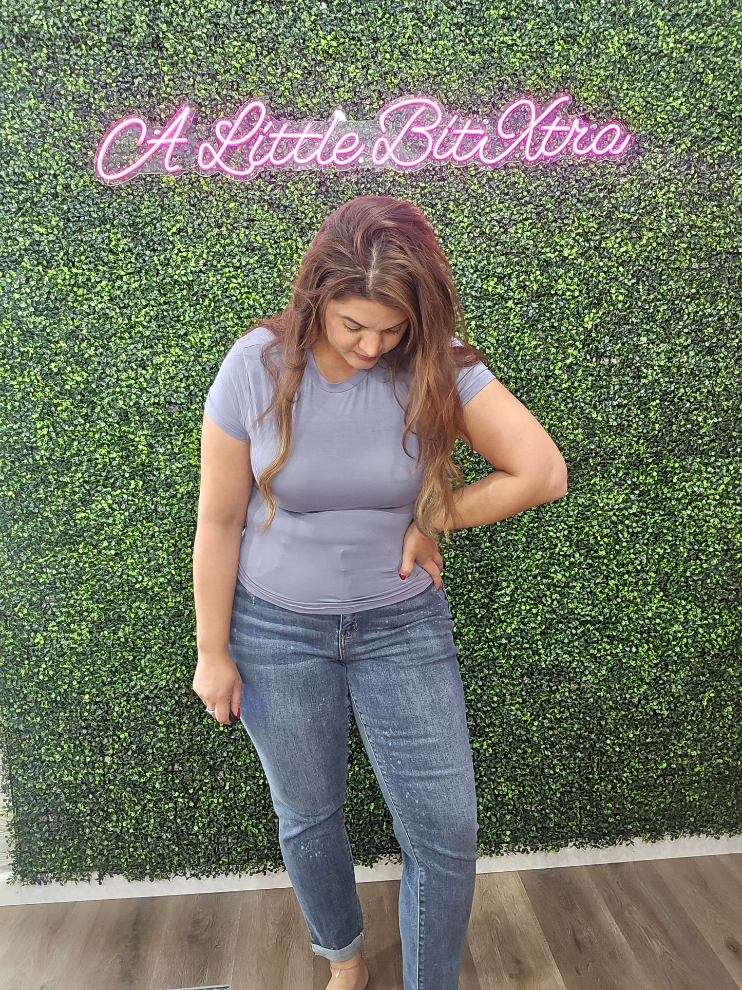 Blue Round Neck Short Sleeve Top