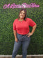 Short Sleeve Oversize Crop Cotton Knit Tee RED