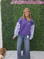 ELASTIC HEM FLEECE HOODIE: PERIWINKLE