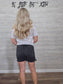 JB BLACK LONG CUT OFF BUTTON DAD SHORTS