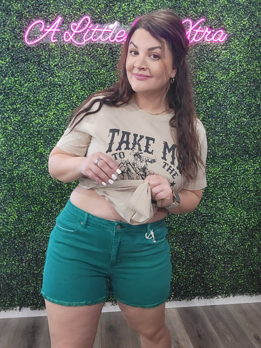 Z ACID WASH DK GREEN FRAYED DENIM SHORTS