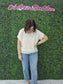 BOXY CHUNKY KNIT SHORT SLEEVE SWEATER CREAM