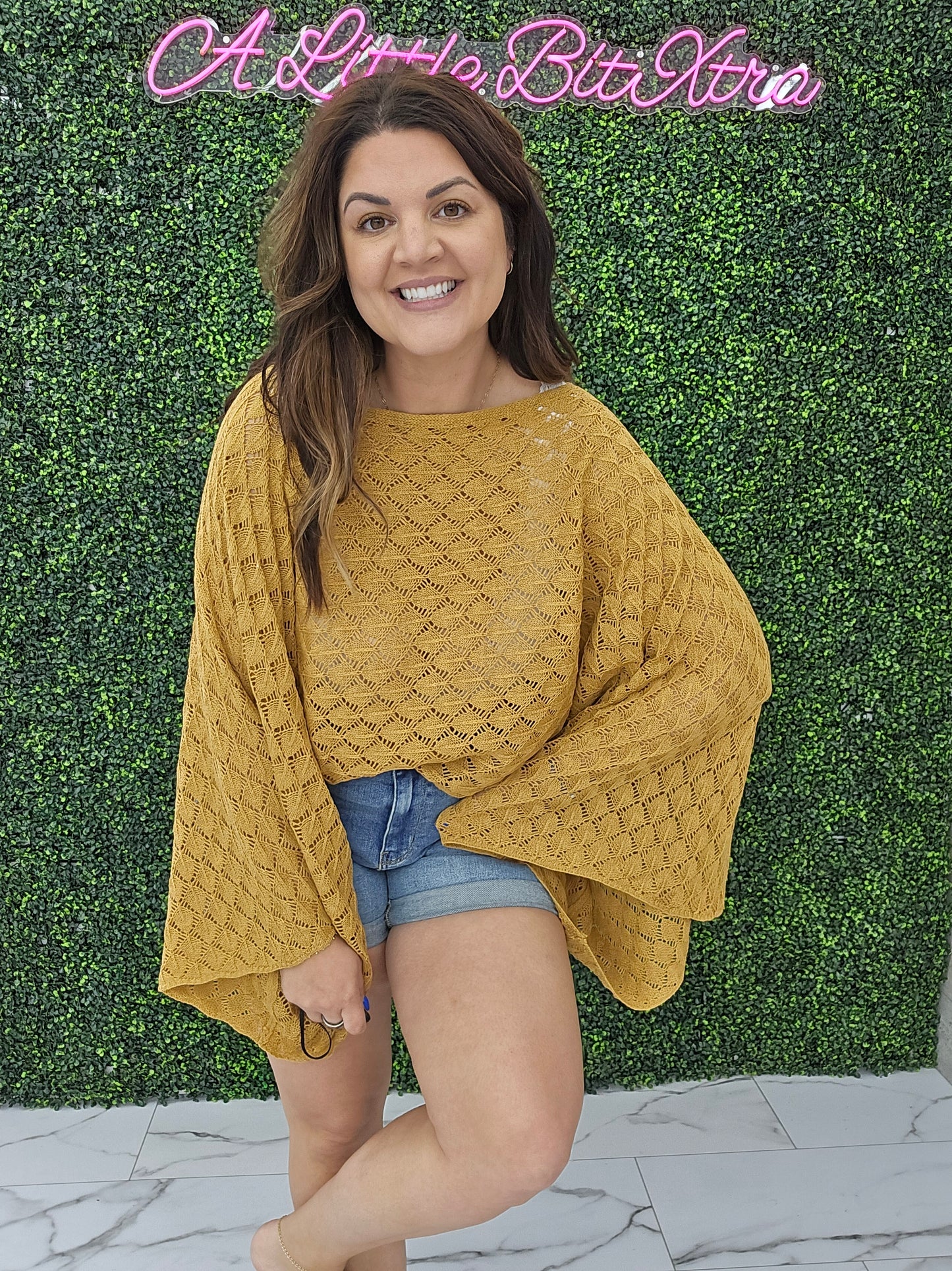 Mustard Bell Sleeve top