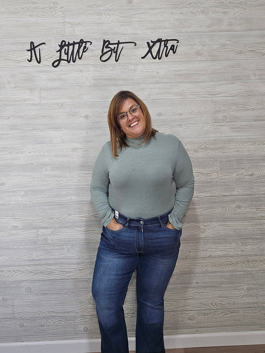 SAGE RIBBED TURTLENECK BODYSUIT