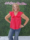 Linen Top Ruffle Collar Coral