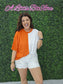 Game Day Multi Color Knit Top: ORANGE/WHITE