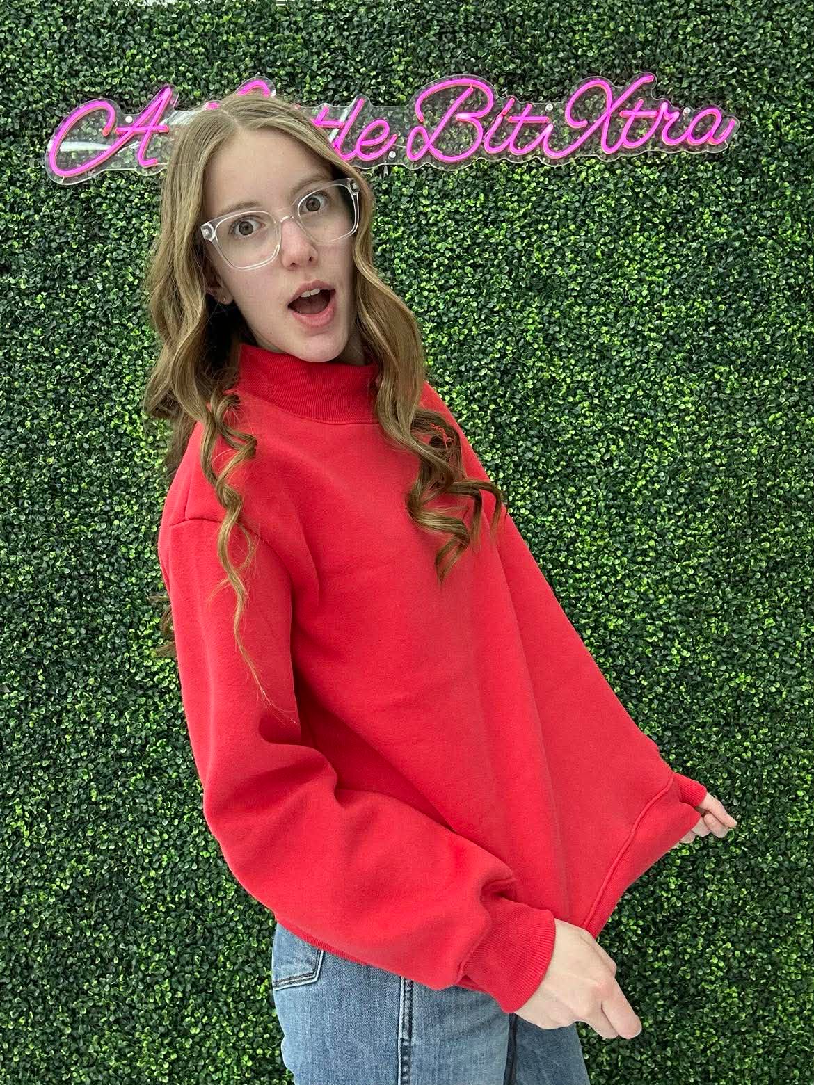 Mock Neck Sweatshirt (red)