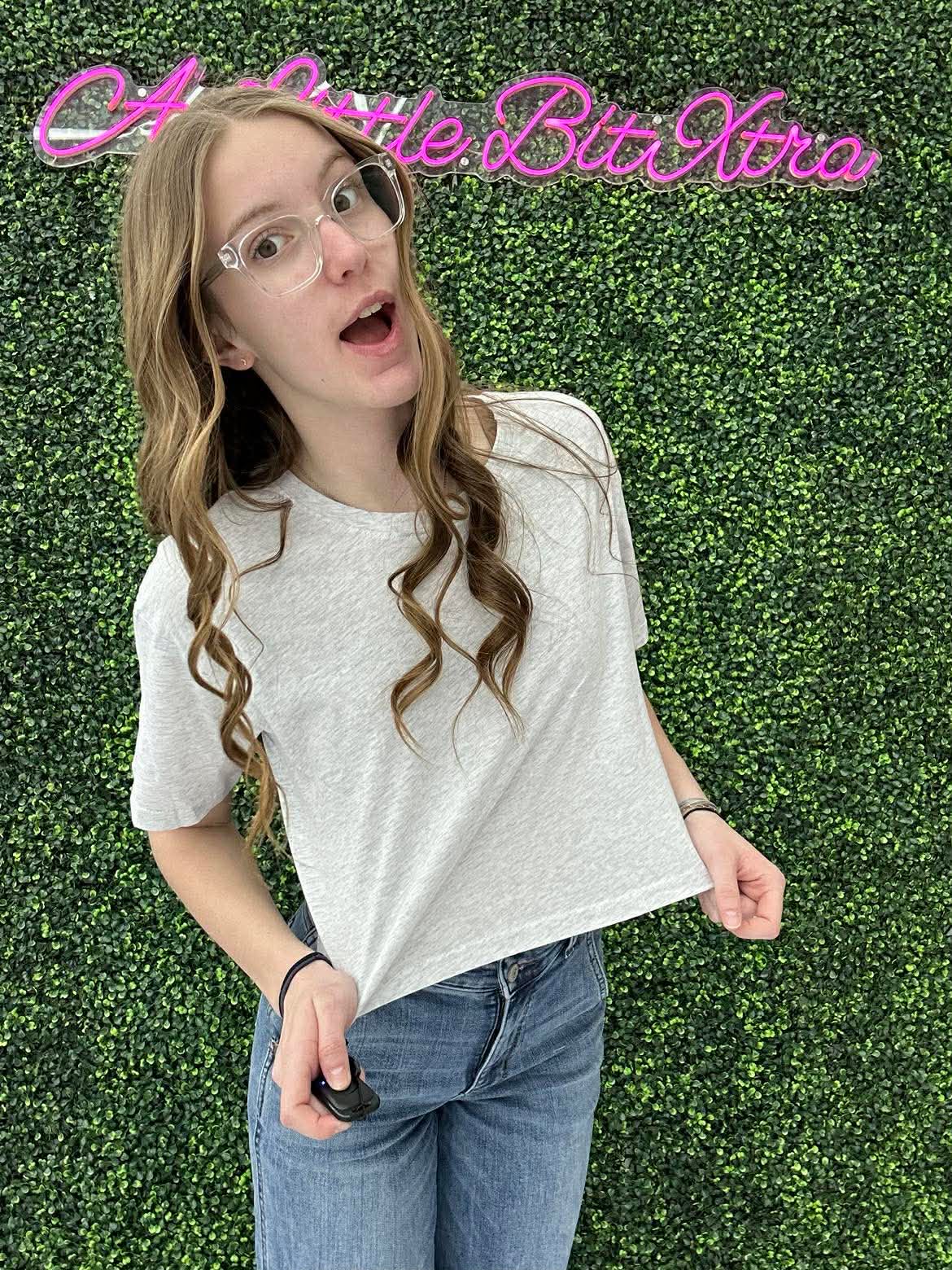 Crew Neck Oversized Crop Tee Grey Marl