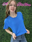 Crew Neck Oversized Crop Tee Blue