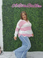 Lilly Breezy Button Up Stripes Blouse: Pink