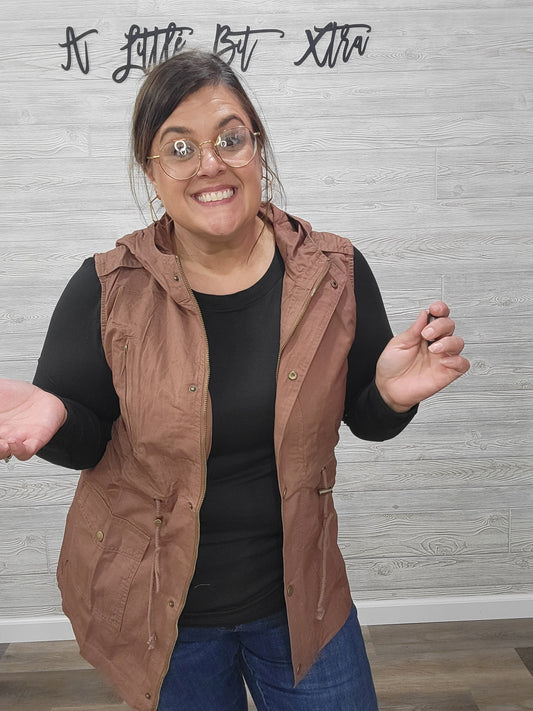 COCOA DRAWSTRING WAIST VEST