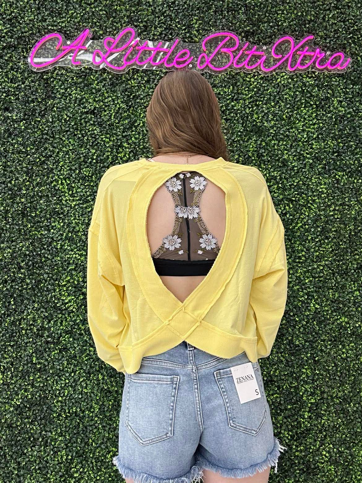 Open Back Long Sleeve Tee / YELLOW