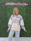 Grey Color Block Button Up Sweatshirt
