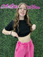 HOT PINK ACID WASH WIDE LEG SWEATPANTS
