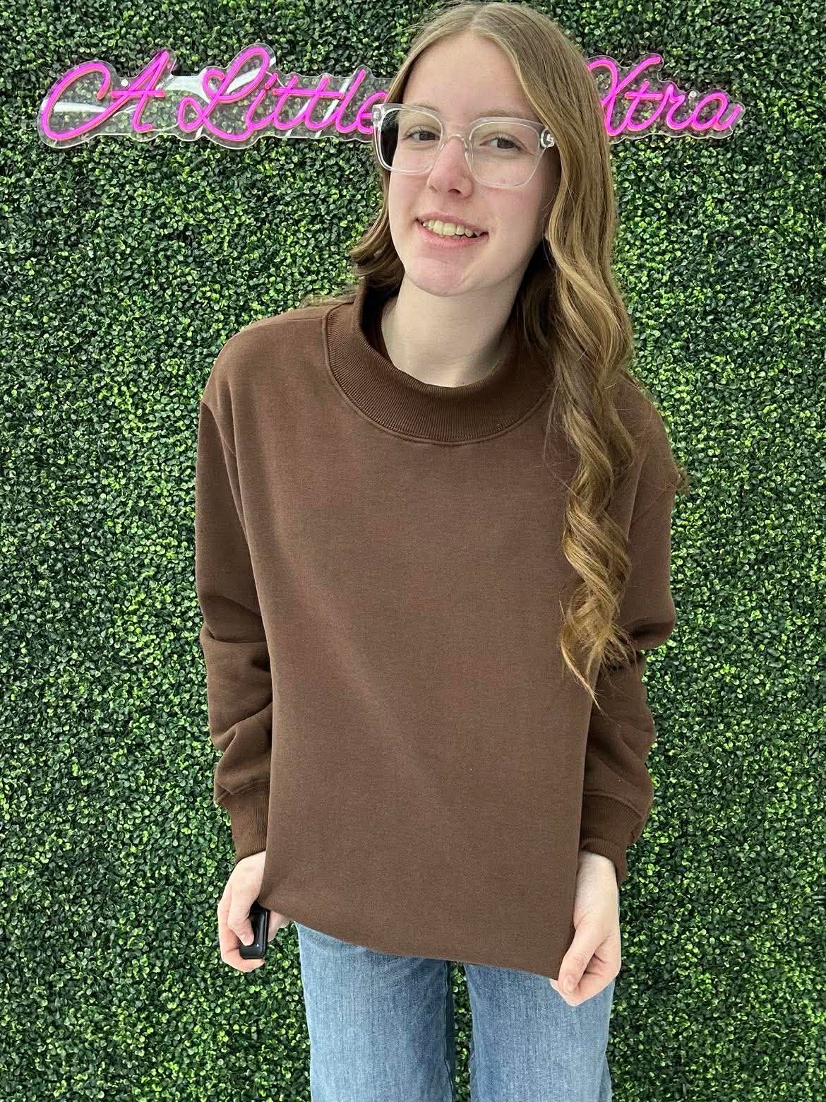 Mock Neck Sweatshirt (chocolate)