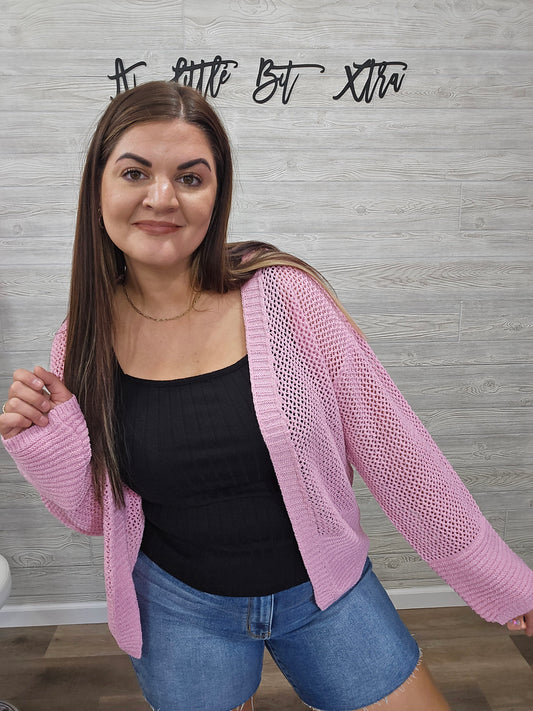 PINK OVERSIZED KNIT CARDIGAN