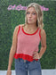 Red/White Striped Ruffle Tank