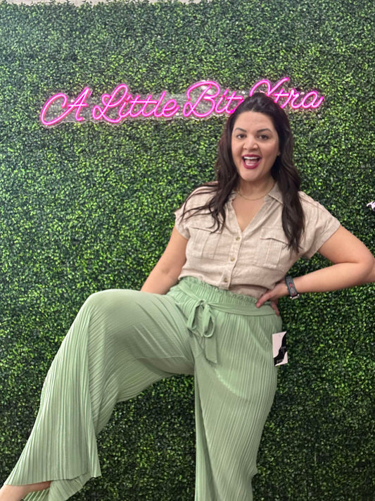 Sage Pleated Wide Leg Pants