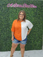 Game Day Multi Color Knit Top: ORANGE/WHITE