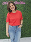 Crew Neck Oversized Crop Tee Red