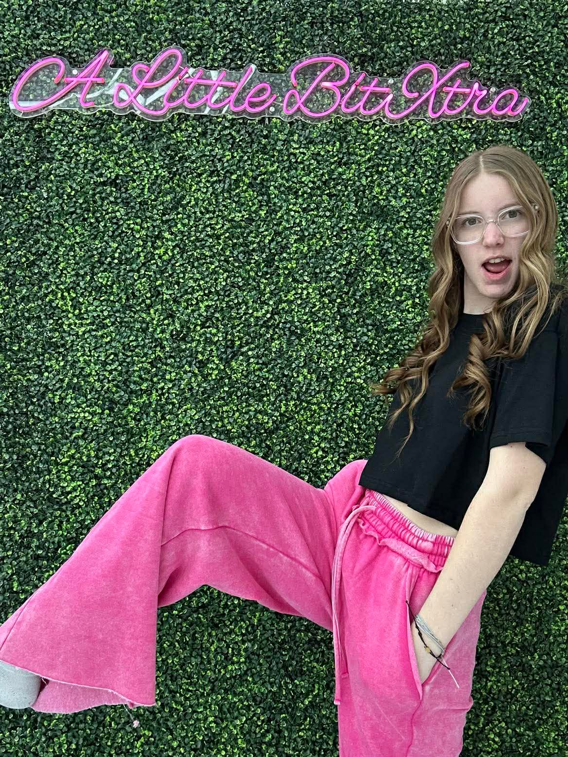 HOT PINK ACID WASH WIDE LEG SWEATPANTS