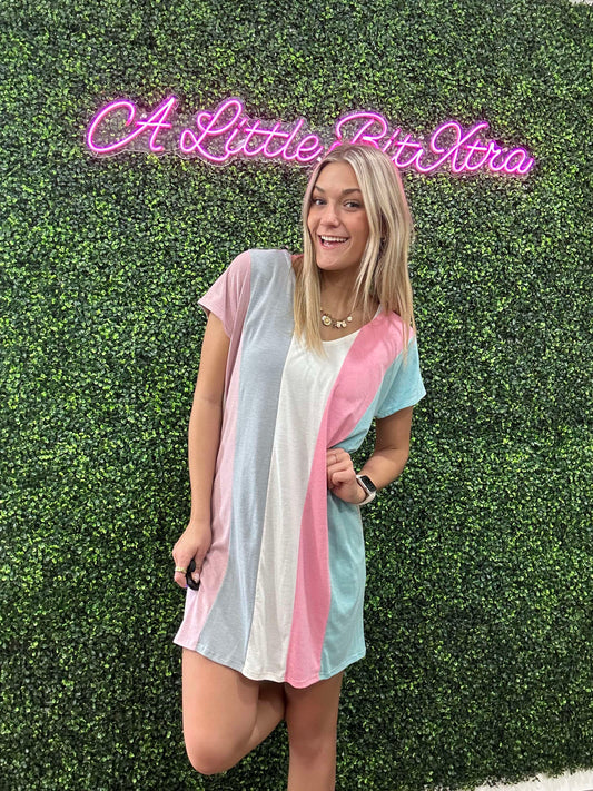 STRIPED V-NECK DRESS